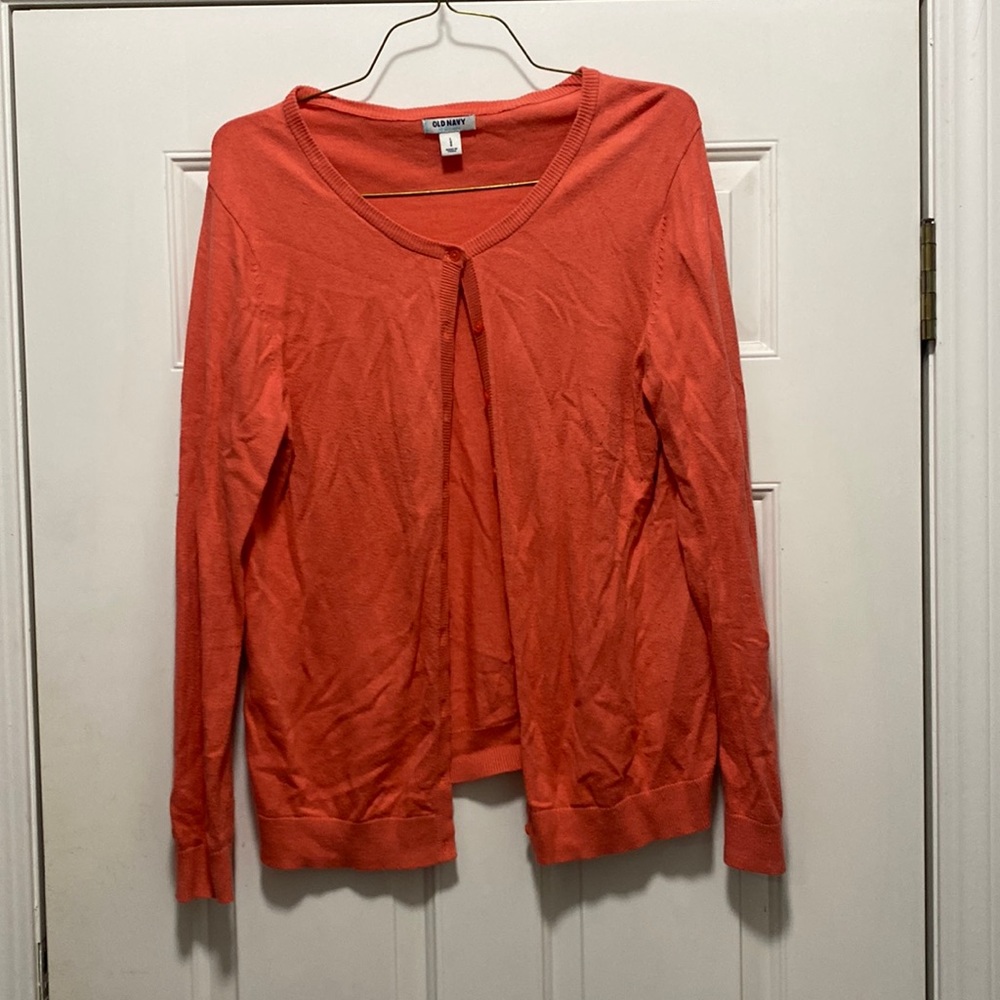 Old navy coral colored button up sweater/top